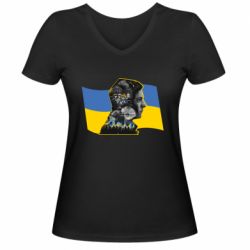 Женская футболка с V-образным вырезом Зеленский Президент Арт - PrintSalon