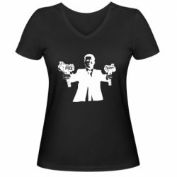 Женская футболка с V-образным вырезом Zelensky fuck putin - PrintSalon