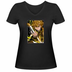 Женская футболка с V-образным вырезом Zenitsu - PrintSalon