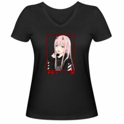 Женская футболка с V-образным вырезом Zero Two Modern Style - PrintSalon