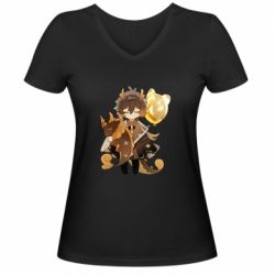 Женская футболка с V-образным вырезом Zhongli with baloon - PrintSalon