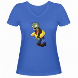 Женская футболка с V-образным вырезом Zombie with a duck-PrintSalon Женская футболка с V-образным вырезом Zombie with a duck