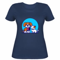 Женская футболка Собачка и котик - PrintSalon