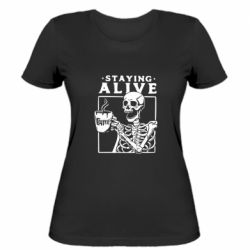 Женская футболка Staying alive with coffee - PrintSalon