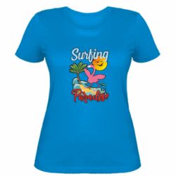 Женская футболка Surfing Paradise Flamingo - PrintSalon