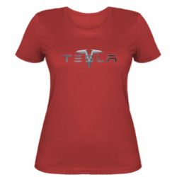 Женская футболка Tesla Car logo - PrintSalon