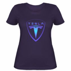 Женская футболка Tesla logo gradient - PrintSalon