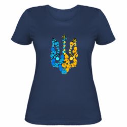 Жіноча футболка Тризуб квіти Україна - PrintSalon