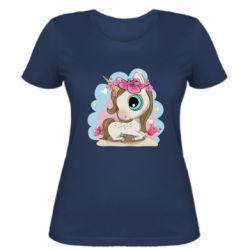 Женская футболка Unicorn with flowers - PrintSalon
