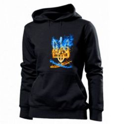 Женское худи Горящий гербу Украины - PrintSalon