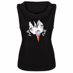 Женская майка Ahegao girl eating ice cream - PrintSalon