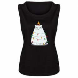 Женская майка Cat and Christmas Lights - PrintSalon