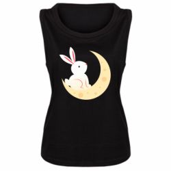 Женская майка Cute rabbit on the moon - PrintSalon