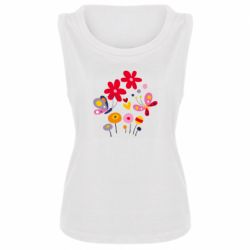 Женская майка Flowers and Butterflies - PrintSalon