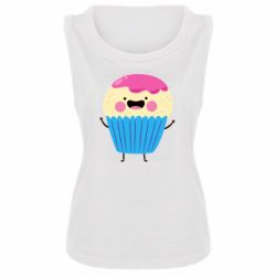 Женская майка Funny cupcake with smile - PrintSalon