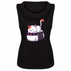 Женская майка Котик. Суши-кровать - PrintSalon