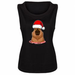 Женская майка Новогодняя капибара - PrintSalon