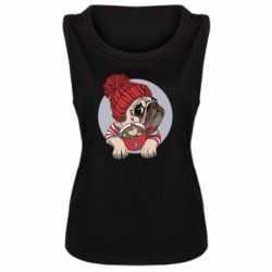 Женская майка Pug And Coffee-PrintSalon Женская майка Pug And Coffee