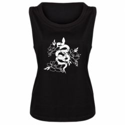Женская майка Snake with flowers - PrintSalon