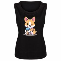 Женская майка Собачька пьет боба ти