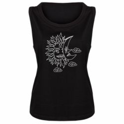 Женская майка Sun and Moon faces - PrintSalon