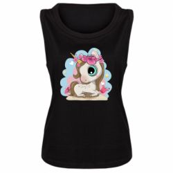 Женская майка Unicorn with flowers - PrintSalon
