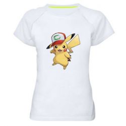 Женская футболка для спорта Ash's hat Pikachu - PrintSalon
