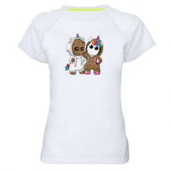 Женская футболка для спорта Baby Groot And Unicorn - PrintSalon