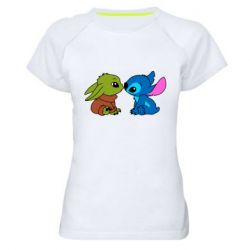 Женская футболка для спорта Baby Yoda And Stitch - PrintSalon
