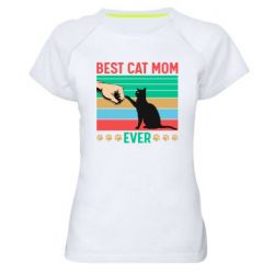 Женская футболка для спорта Best cat mom ever - PrintSalon