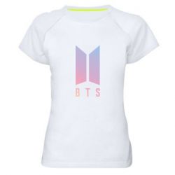 Женская футболка для спорта BTS gradient logo - PrintSalon