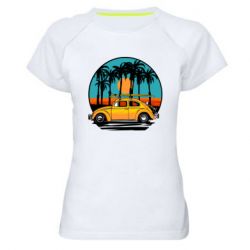 Женская футболка для спорта Car and sunset - PrintSalon