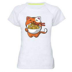 Женская футболка для спорта Cat and Ramen - PrintSalon