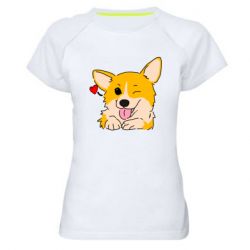Женская футболка для спорта Cute Corgi Puppy - PrintSalon