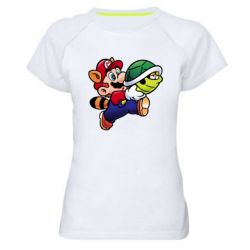 Женская футболка для спорта Cute Mario with turtle - PrintSalon