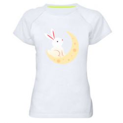 Женская футболка для спорта Cute rabbit on the moon - PrintSalon