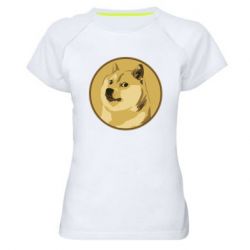 Женская футболка для спорта Dogecoin - PrintSalon