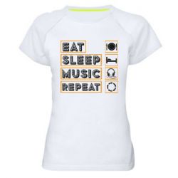 Женская футболка для спорта Eat sleep dj repeat. - PrintSalon