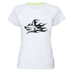 Женская футболка для спорта Flaming shark - PrintSalon