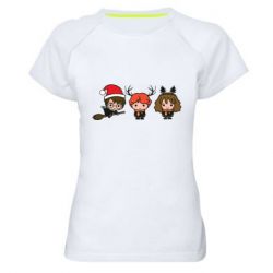 Жіноча футболка для спорту Гаррі Поттер та друзі новорічні - PrintSalon