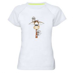 Женская футболка для спорта Giraffe Owl and Mouse - PrintSalon