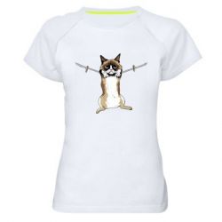 Женская футболка для спорта Grumpy Cat On The Rope - PrintSalon