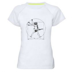Женская футболка для спорта Guitarist Da Vinci - PrintSalon