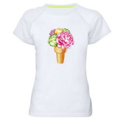 Женская футболка для спорта Ice cream flowers - PrintSalon