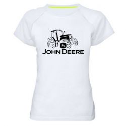Жіноча футболка для спорту John Deere Logo, Tractor - PrintSalon