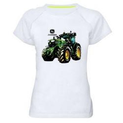 Жіноча футболка для спорту John Deere Tractor and logo - PrintSalon