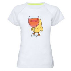 Женская футболка для спорта Качка і келих вина - PrintSalon