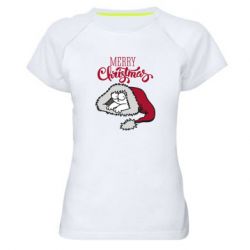 Женская футболка для спорта Кот саймона рождество - PrintSalon