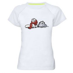 Женская футболка для спорта Кот Саймона Зима - PrintSalon