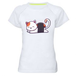 Женская футболка для спорта Котик-суши - PrintSalon